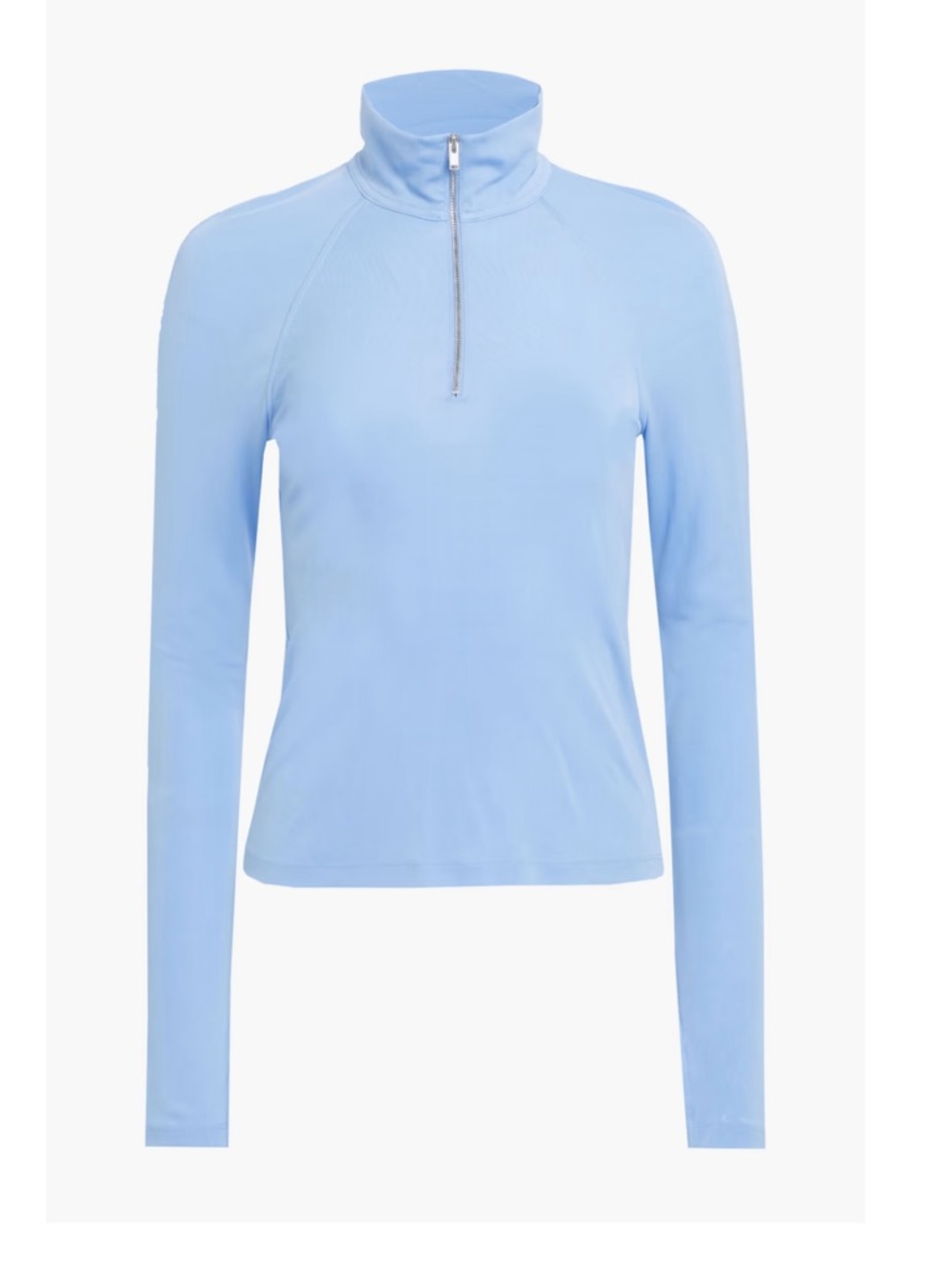 Helmut Lang Light Blue stretch Jersey  Zip-Neck Top XS New $295